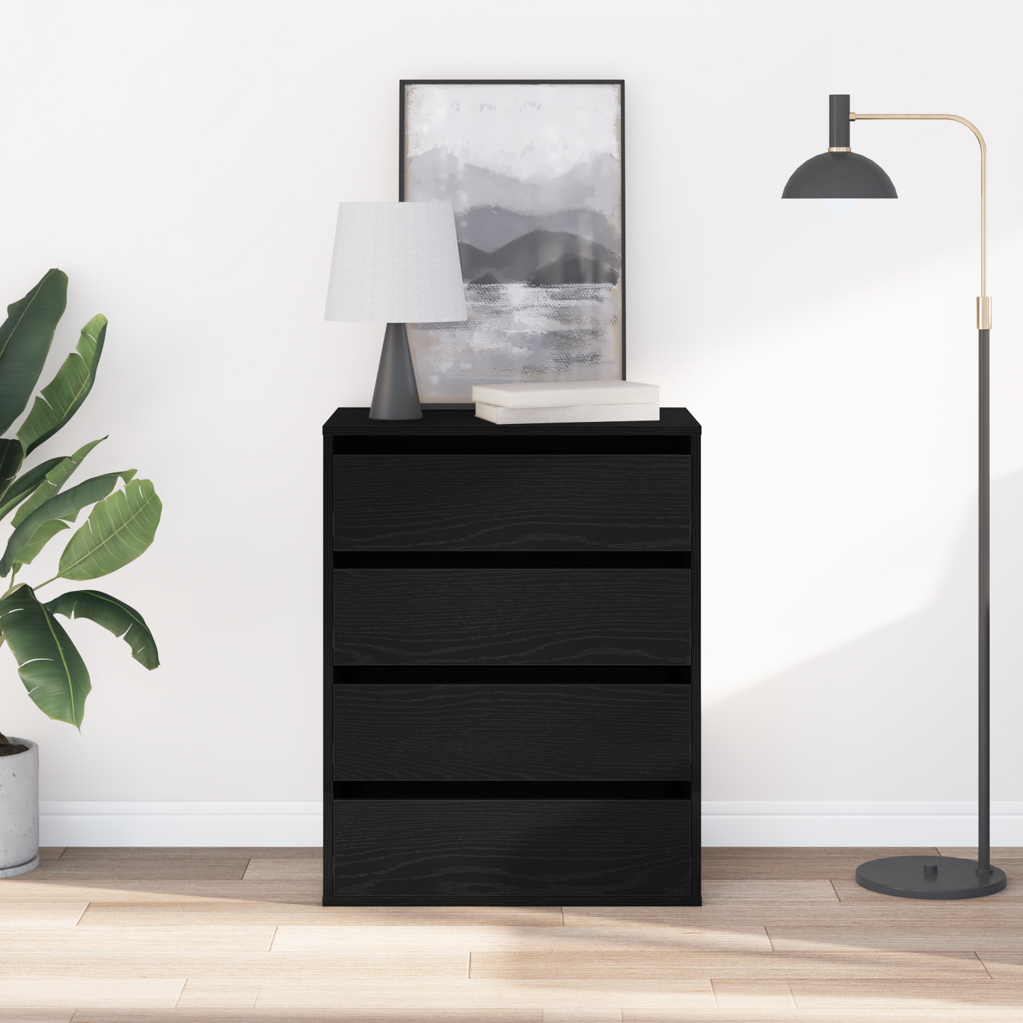 Drawer Cabinet Black 60 x 41 x 76 cm Engineered Wood