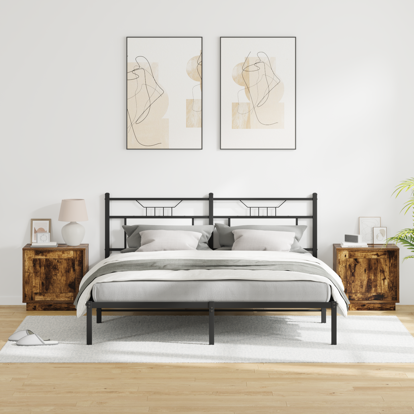Bedside Cabinet 2 pcs Smoked Oak 44 x 34.5 x 45 cm