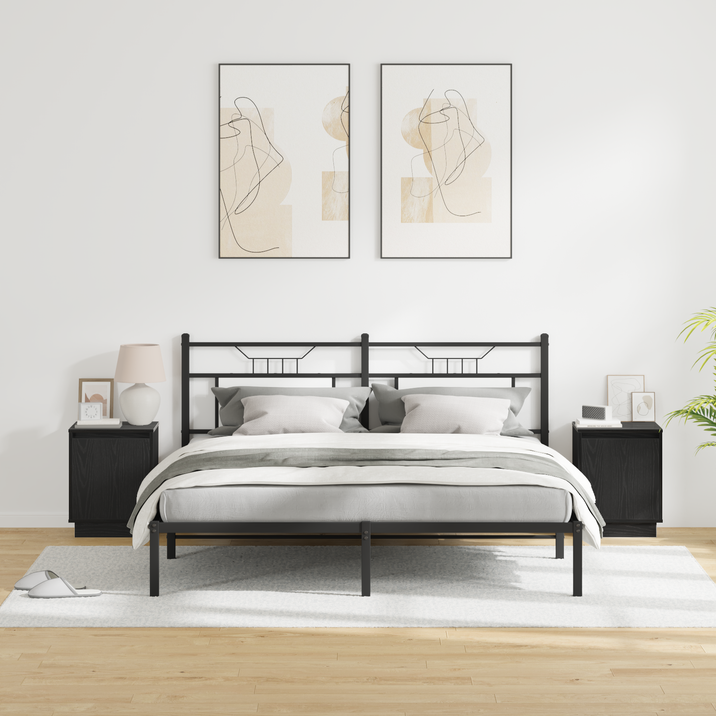 Bedside Cabinet 2 pcs Black Oak 39 x 34.5 x 50 cm