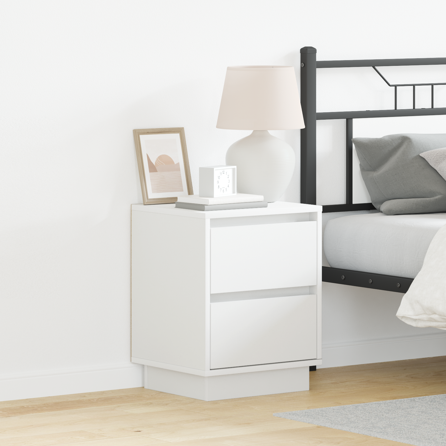Bedside Cabinet 2 pcs White 39 x 34.5 x 50 cm Engineered wood