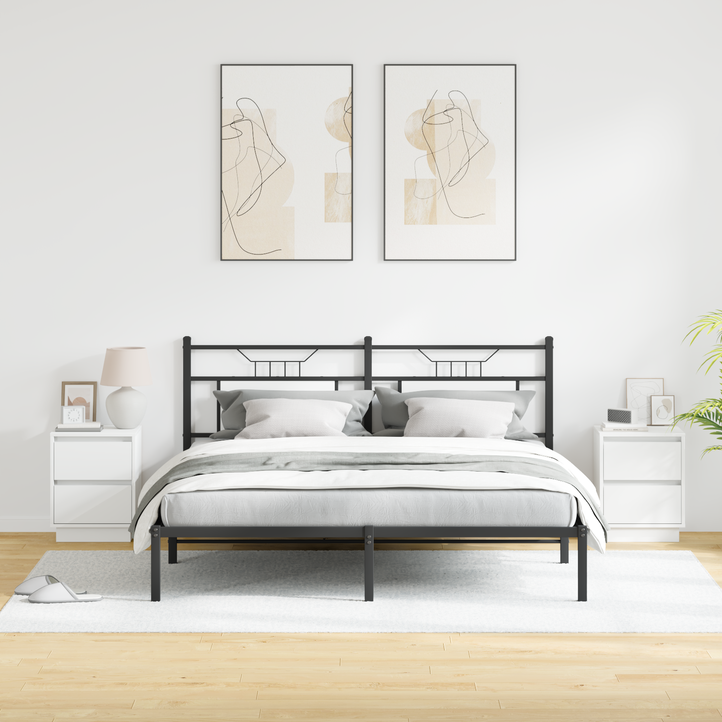 Bedside Cabinet 2 pcs White 39 x 34.5 x 50 cm Engineered wood