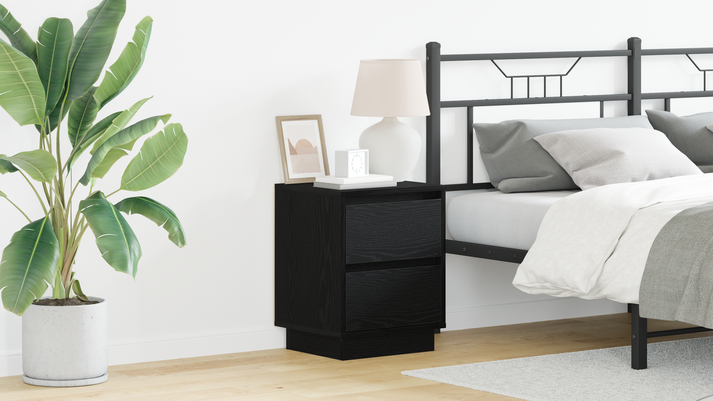 Bedside Cabinet Black Oak 39 x 34.5 x 50 cm Engineered wood