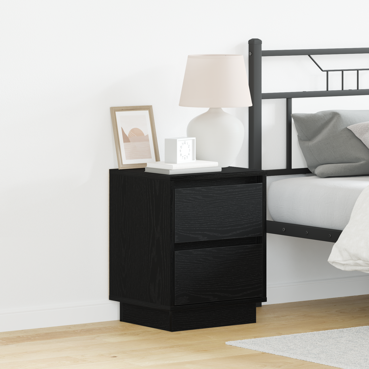 Bedside Cabinet Black Oak 39 x 34.5 x 50 cm Engineered wood