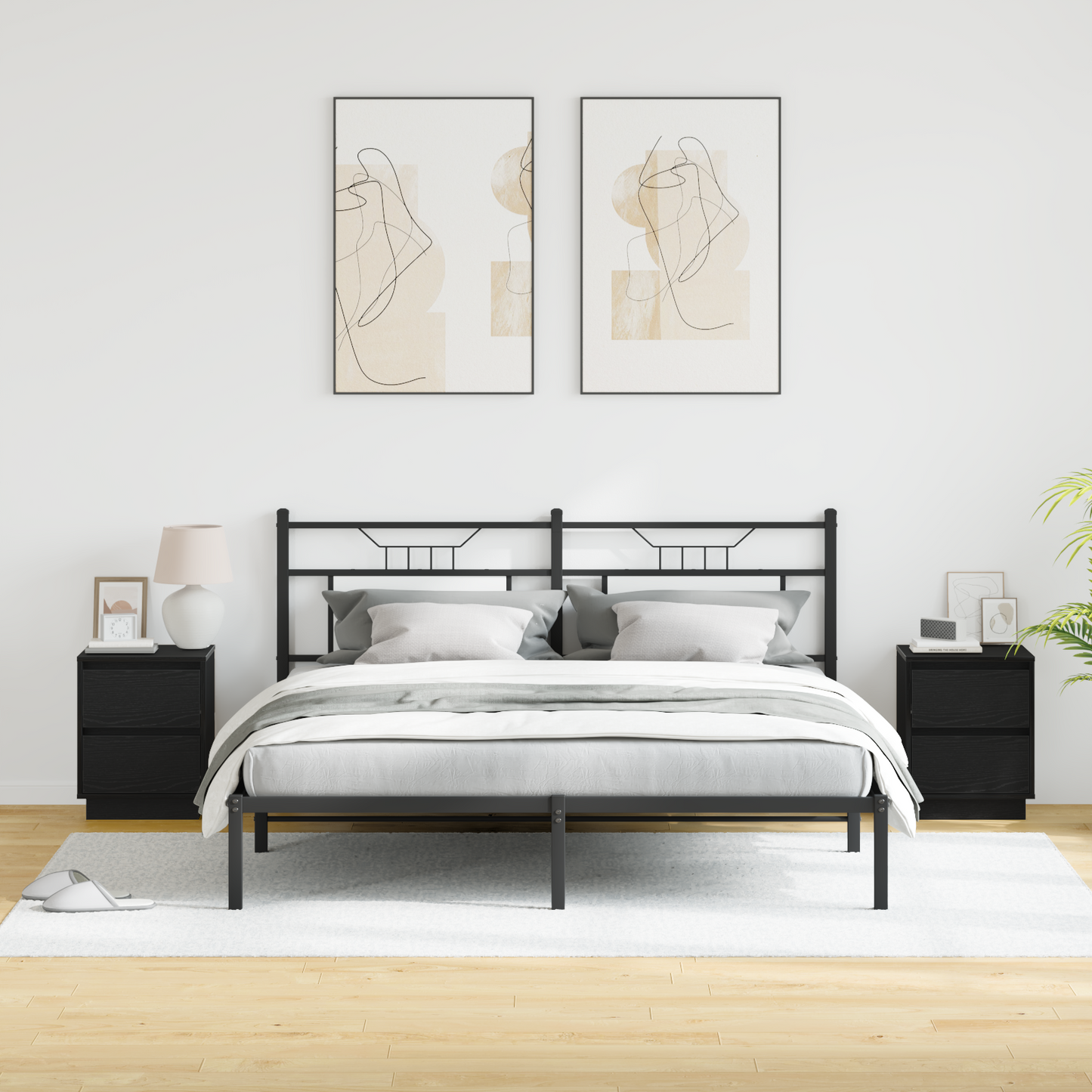 Bedside Cabinet with Drawer 2 pcs Black Oak 39 x 34.5 x 50 cm
