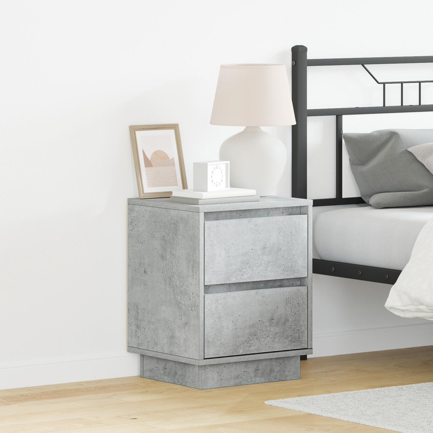 Bedside Cabinet 2 pcs Concrete Grey 39 x 34.5 x 50 cm