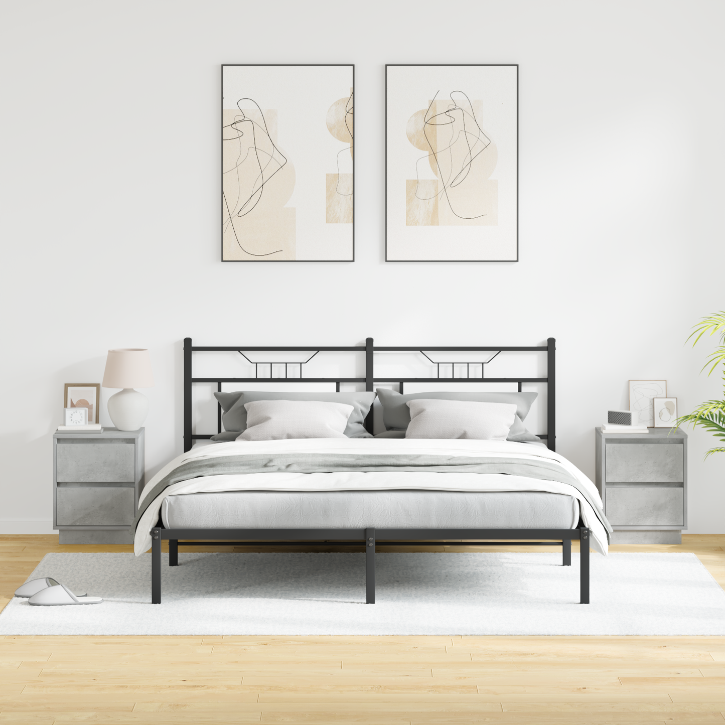 Bedside Cabinet 2 pcs Concrete Grey 39 x 34.5 x 50 cm