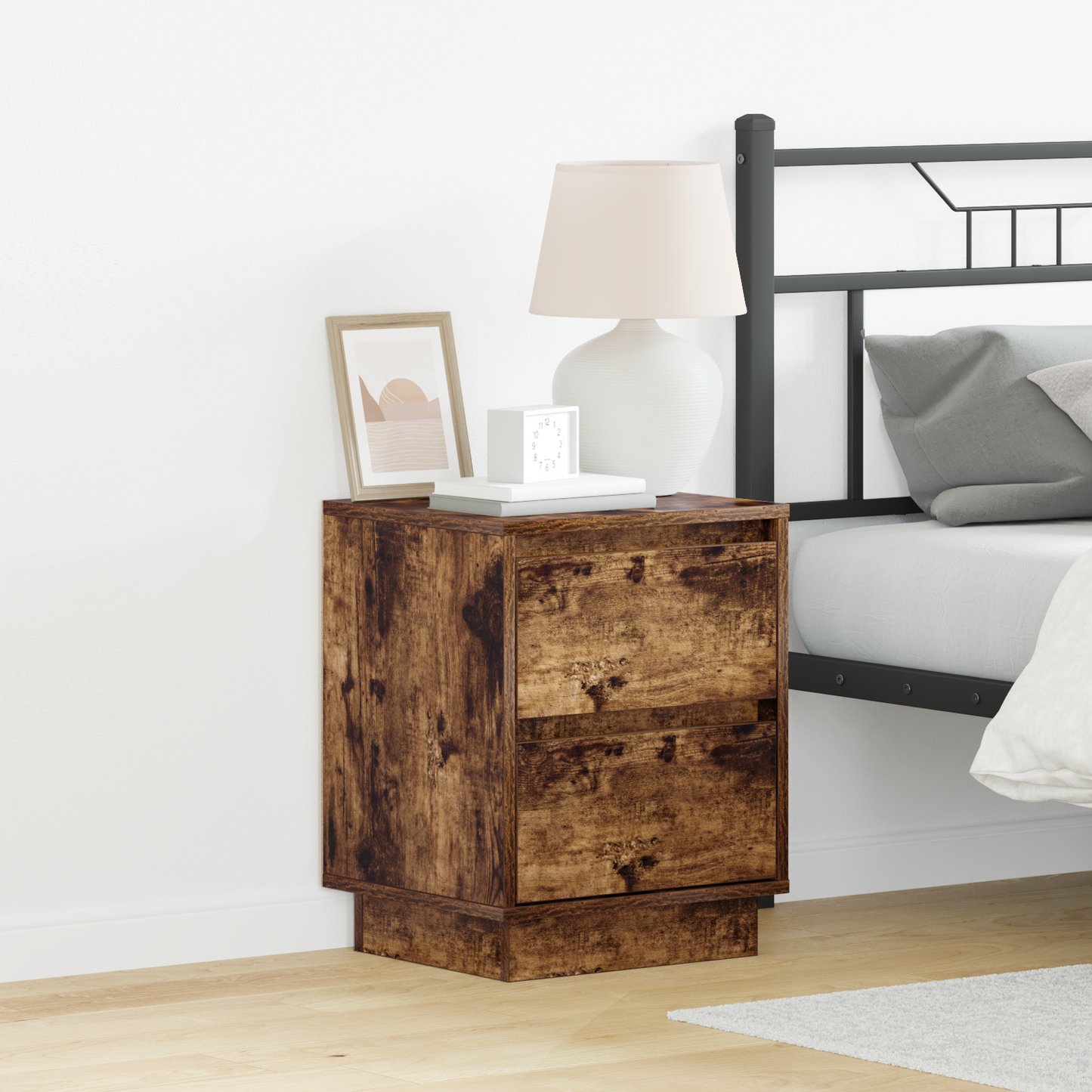 Bedside Cabinet with Drawer 2 pcs Smoked Oak 39 x 34.5 x 50 cm