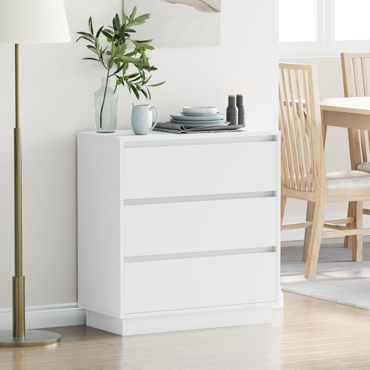Bedside Cabinet White 71 x 34.5 x 75 cm Engineered wood