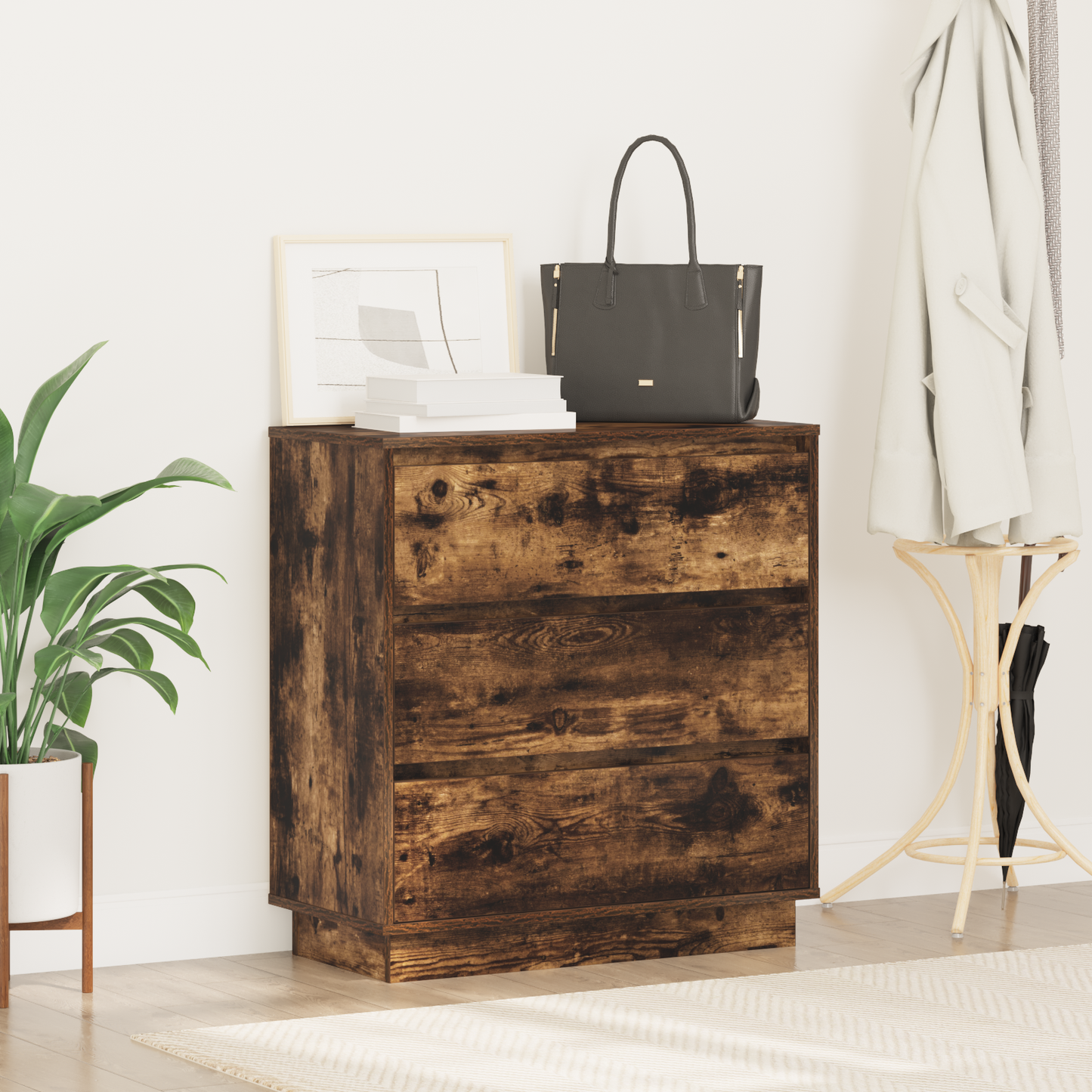 Bedside Cabinet Smoked Oak 71 x 34.5 x 75 cm Engineered wood