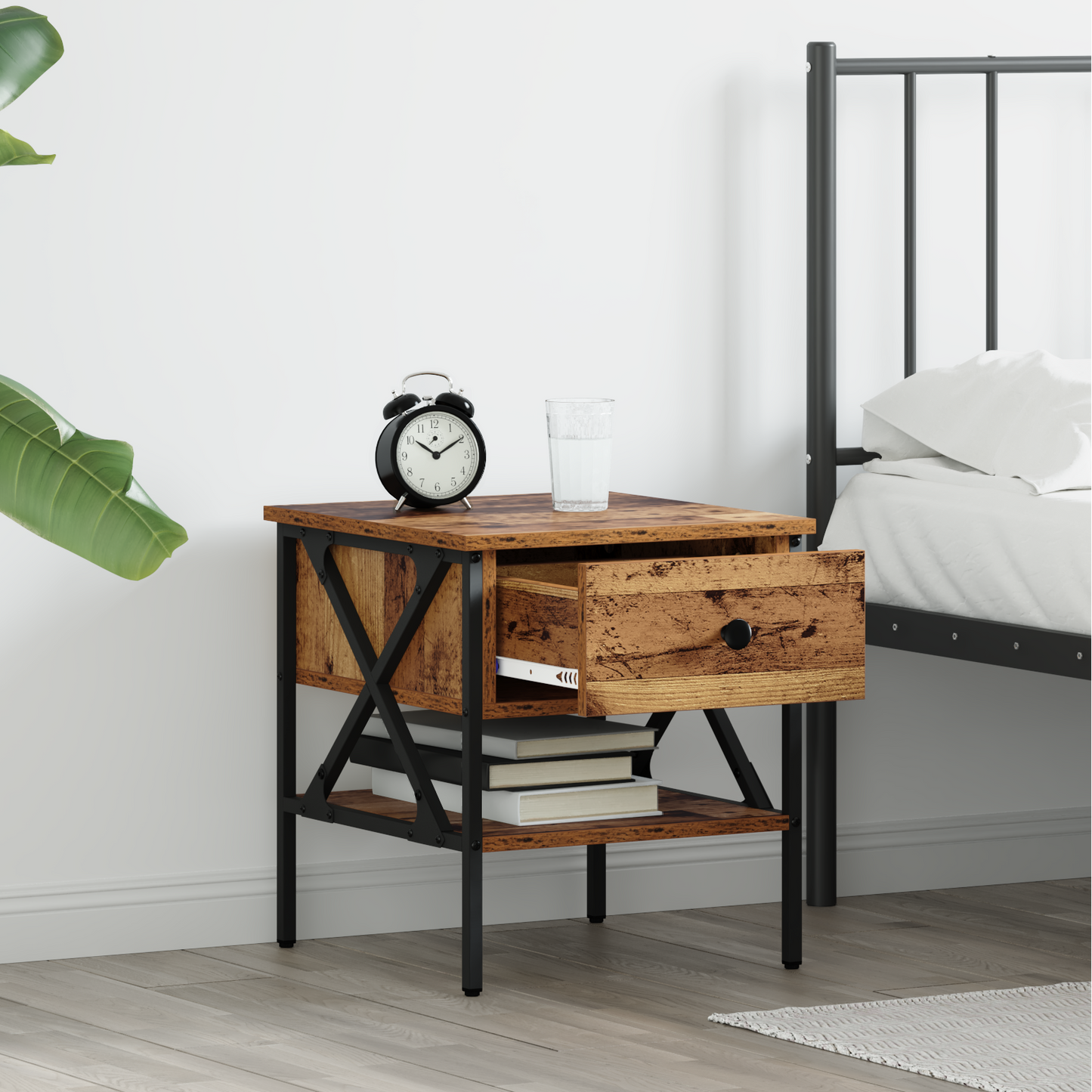 Bedside Cabinet with Drawer Old wood 40 x 42 x 45 cm