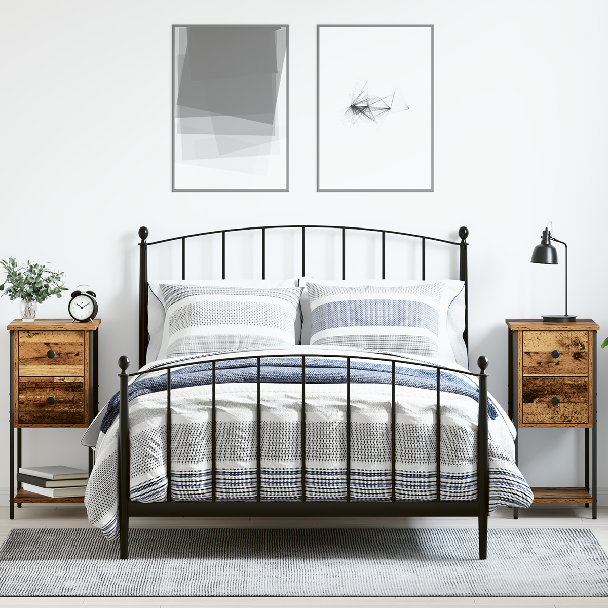 Bedside Cabinet 2 pcs Old wood 32 x 42 x 70 cm Engineered wood