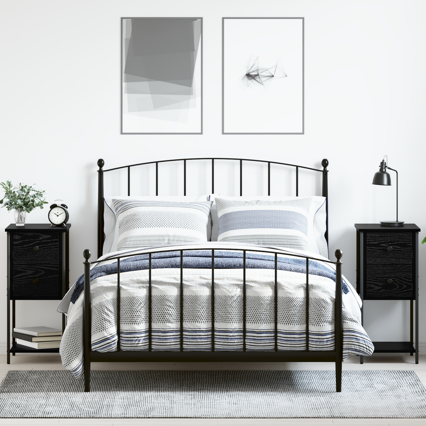 Bedside Cabinet 2 pcs Black oak 32 x 42 x 70 cm Engineered wood