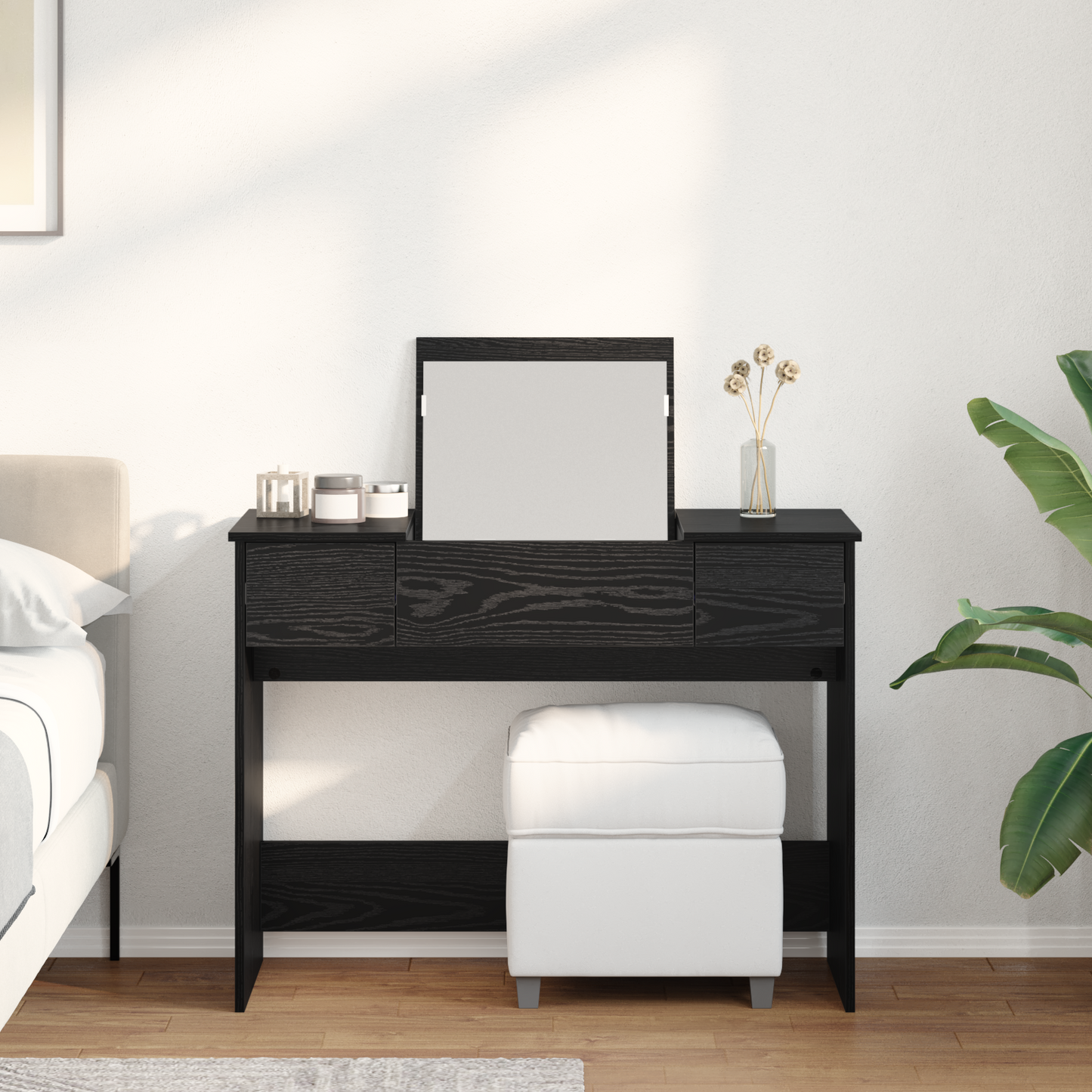 Cosmetic Table with Drawer Black Oak 100 x 45 x76 cm