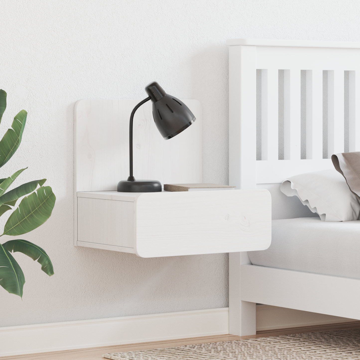 Bedside Table White 44 x 32.5 x 40 cm Solid pine wood