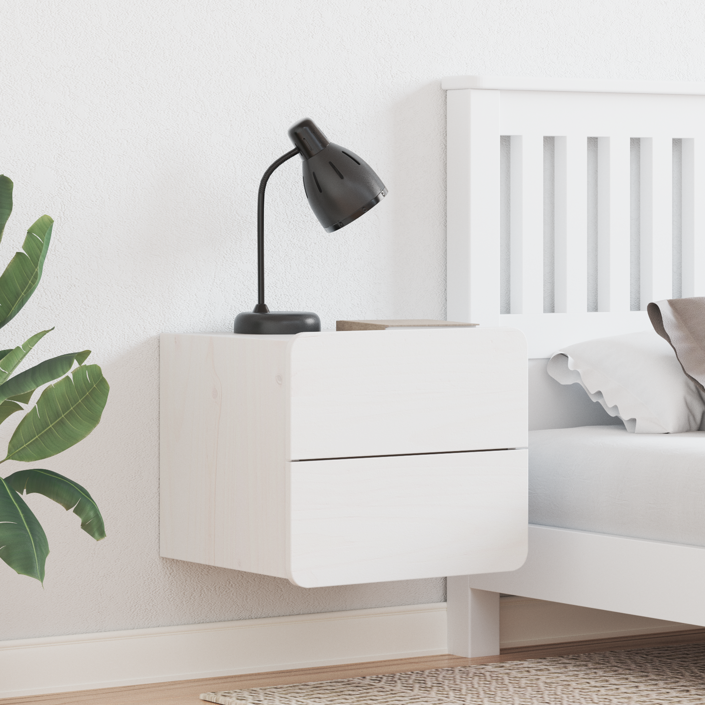 Bedside Table with Drawer White 39 x 34 x 33 cm Solid pinewood