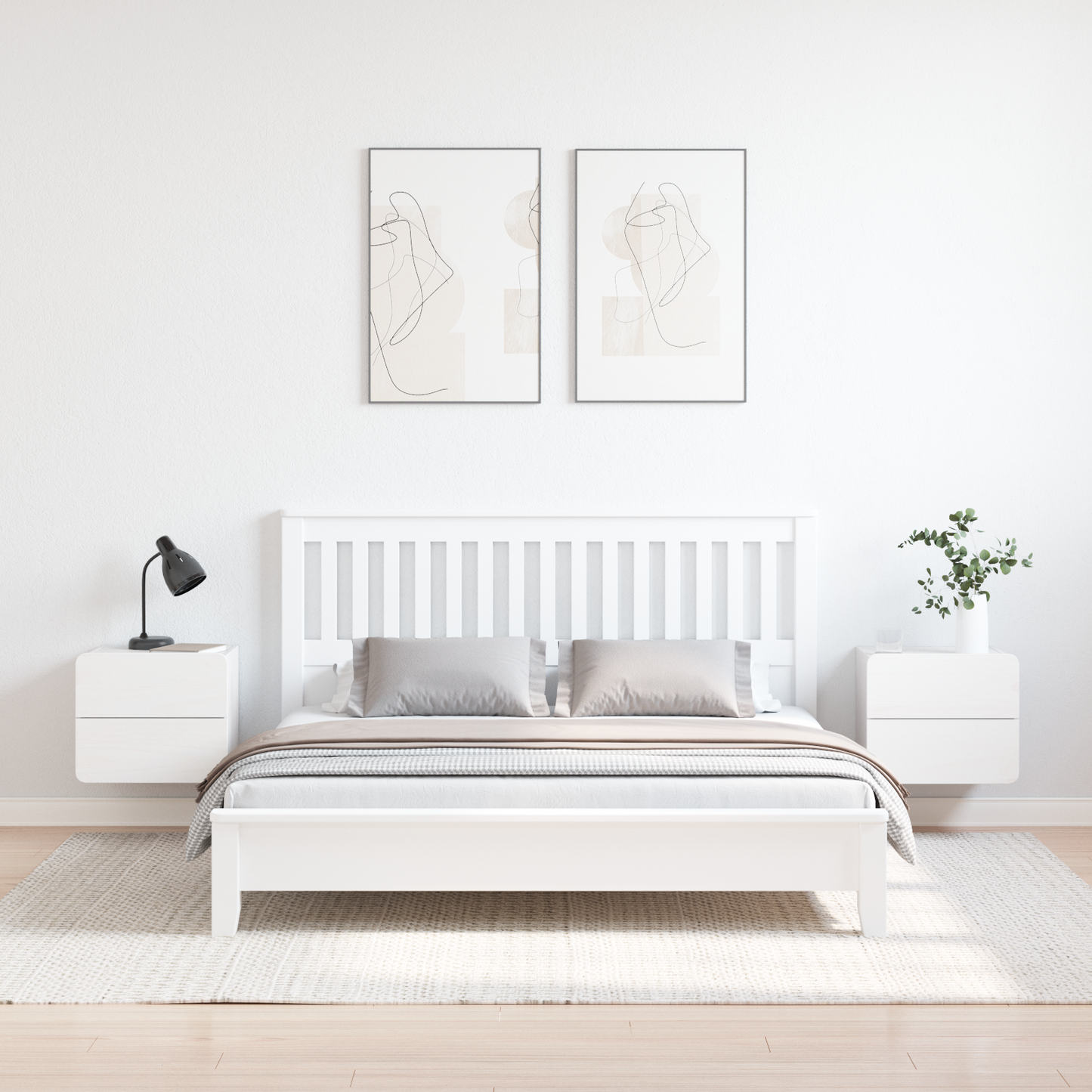 Bedside Table 2 pcs White 39 x 34 x 33 cm Solid pinewood
