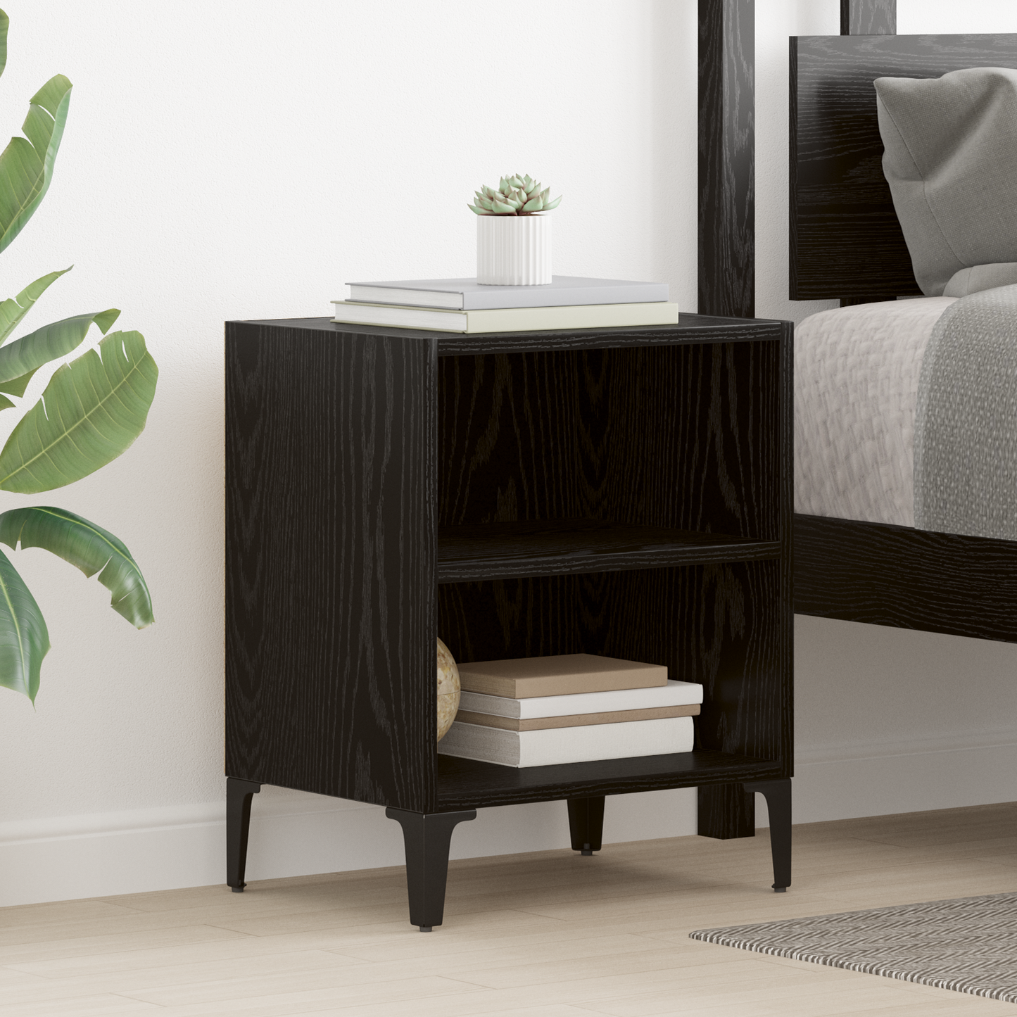 Bedside Cabinet 2 pcs Black Oak 40 x 30 x 50 cm Engineered Wood