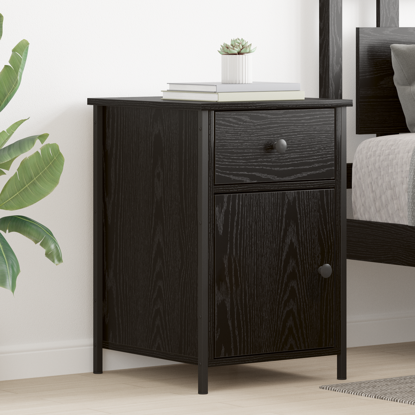 Bedside Cabinet 2 pcs Black Oak 40 x 42 x 60 cm Engineered Wood