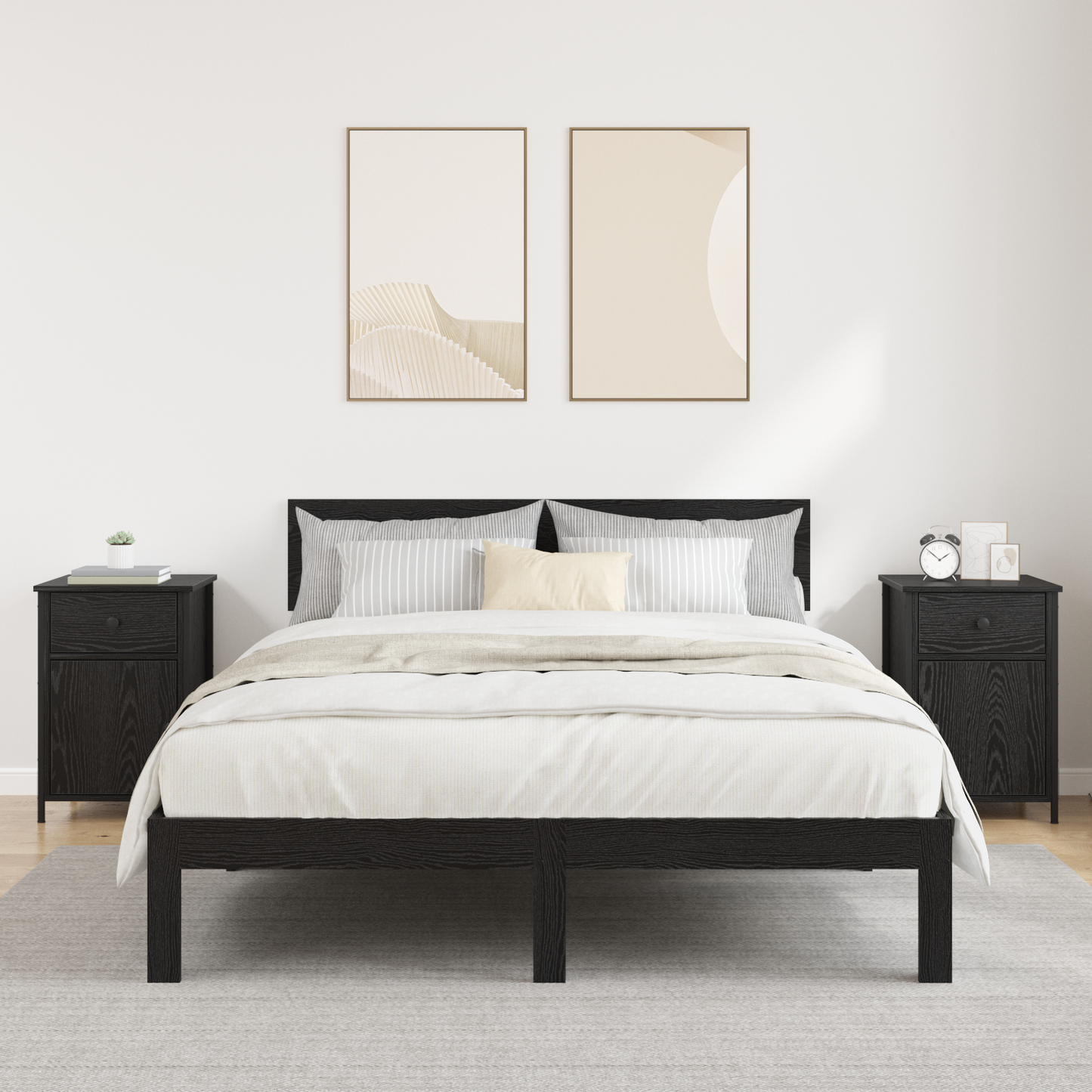 Bedside Cabinet 2 pcs Black Oak 40 x 42 x 60 cm Engineered Wood