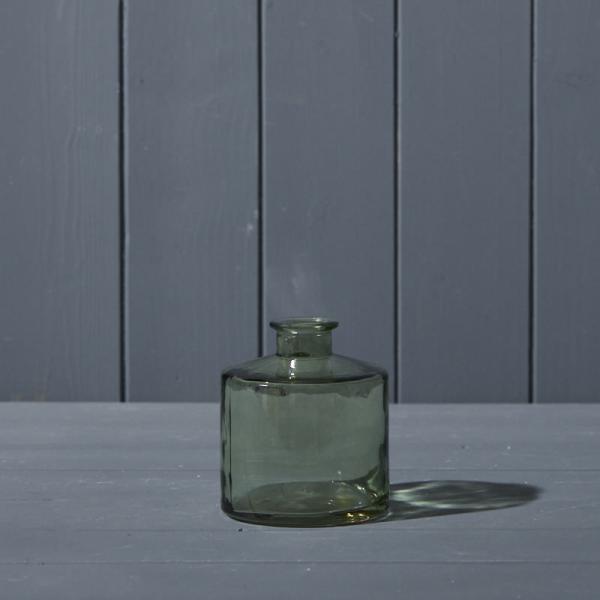 Vintage Green Squat Glass Bottle D9 x H10.3cm  Weight-300g