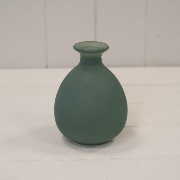 Matt Green Glass Bud Vase D9.2 x H12cm  Weight-240g CL