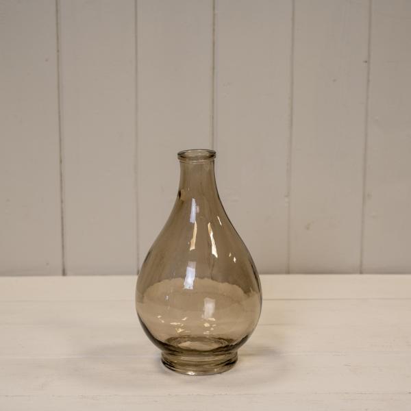 Smokey Brown Glass Ribbed Bottle