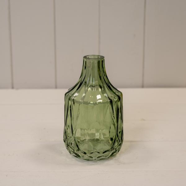 Vintage Green Glass Candle Holder L6.4cm W6.4cm H5.4cm
