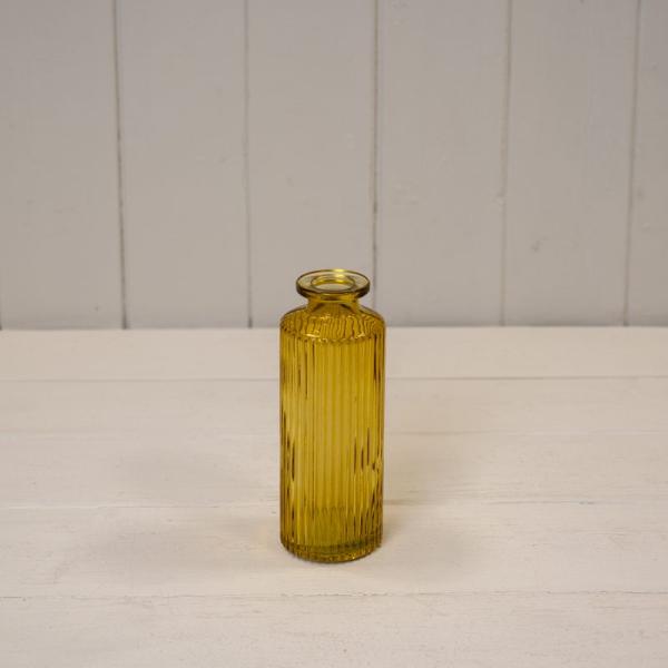 Yellow Dimpled Glass Bottle D6.3 x H10cm