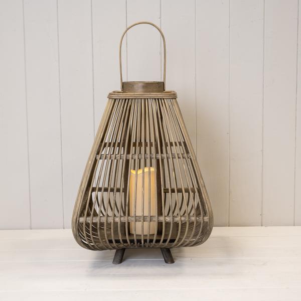Large Bamboo Lantern with LED Candle H48  D33cm