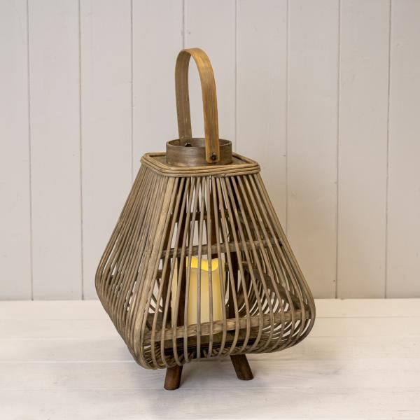 Medium Bamboo Lantern with LED Candle H40  D29cm