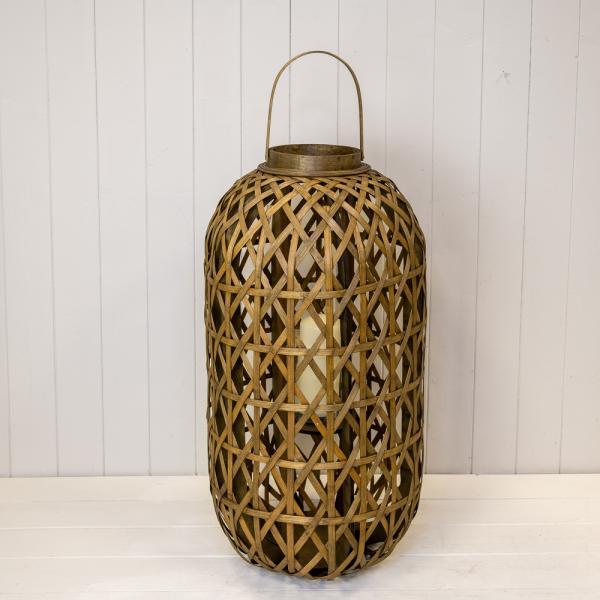 Small Bamboo Lantern with LED Candle H31  D25cm