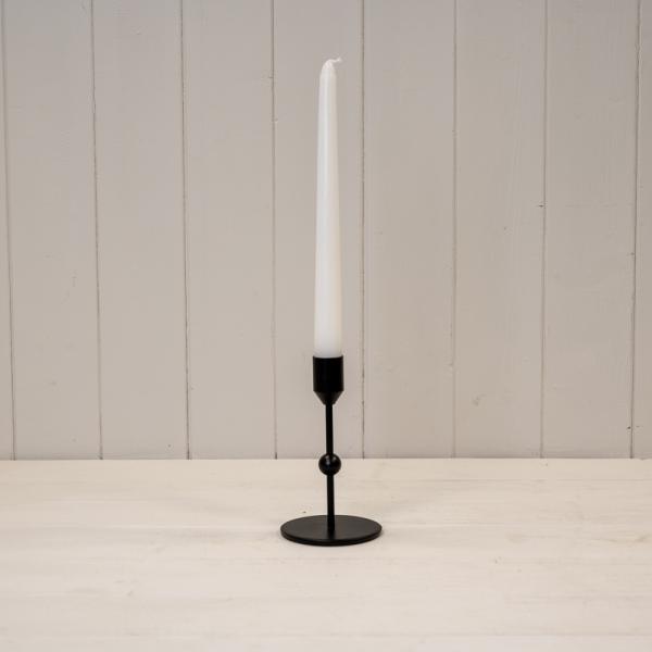 Set of Three Black Glass Candle Holders with Metal Base