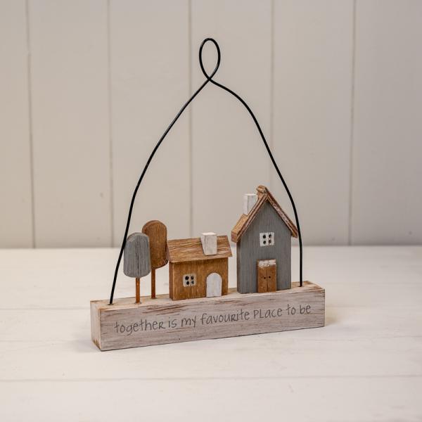 Rectangle Grey Border Wooden Sign 'Home is Where Love Resides  Memories are Created  Friends Always