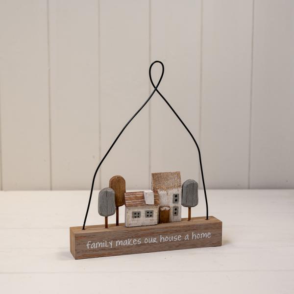 Wooden Hanging 'Together is My Favourite Place To Be' Home Sign with Grey and Natural House and Tre