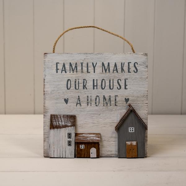 Wooden Home Sign 'A House is Made of Walls & Beams. A Home is Made of Love and Dreams' with Stand O