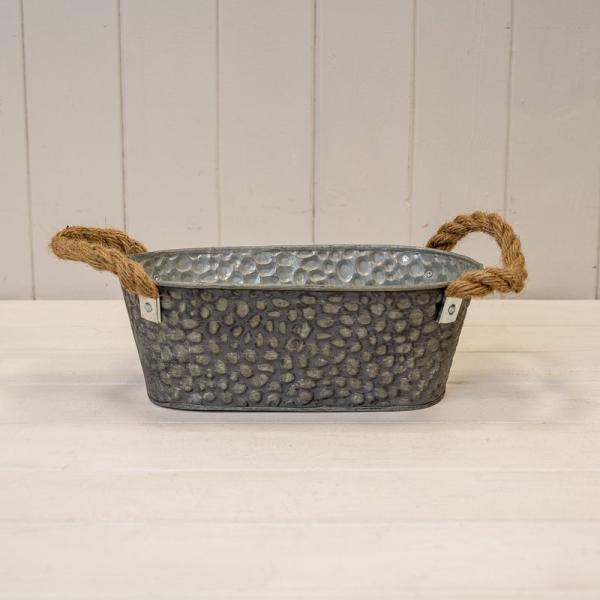 16.5cm Zinc pot with hammered finish (indent) and ears D16.5 H14.5cm