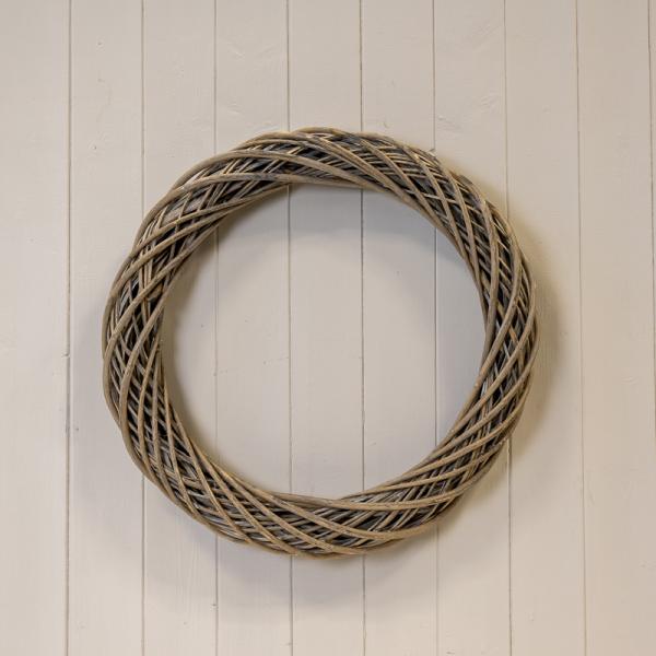 Grey Round Thick Willow Wreath 40cm