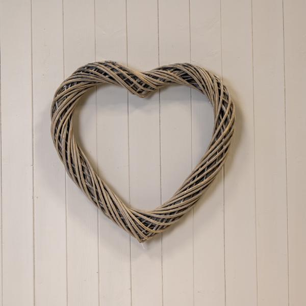 Grey Heart Thick Willow Wreath 40cm
