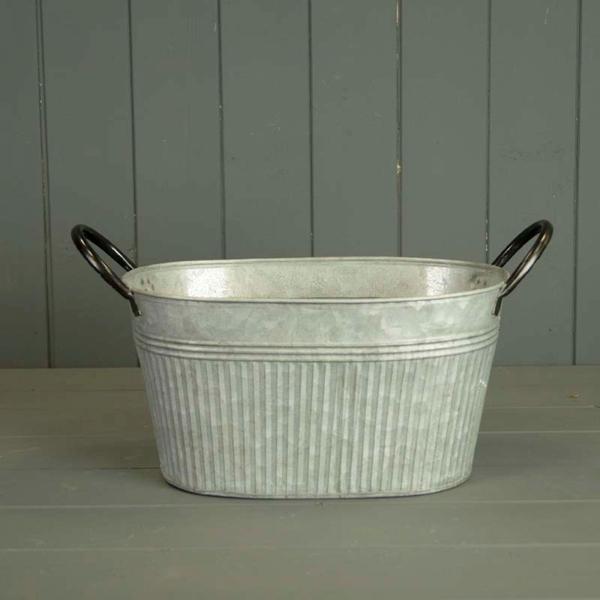 28cm Round Ribbed Aged Zinc PlanterÂ 