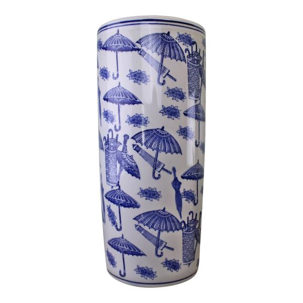 Umbrella Stand  Vintage Blue & White Townscape Design