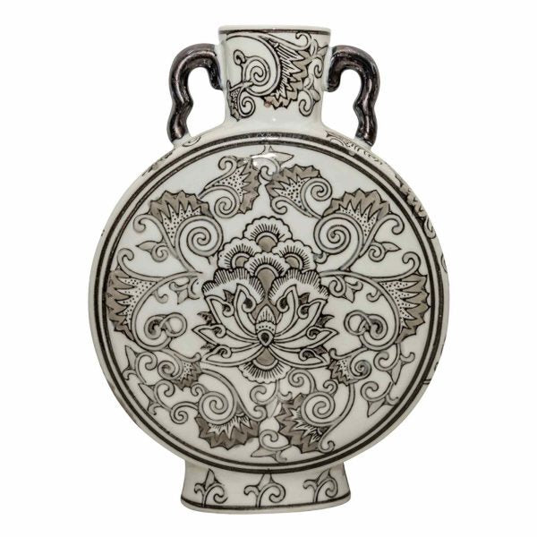 Peony Grey & White Bottle Vase