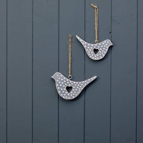 White Enamel Hanging Heart (10cm)