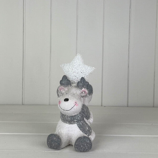 Small Red Ceramic Santa with Reindeer 4*3*11cm