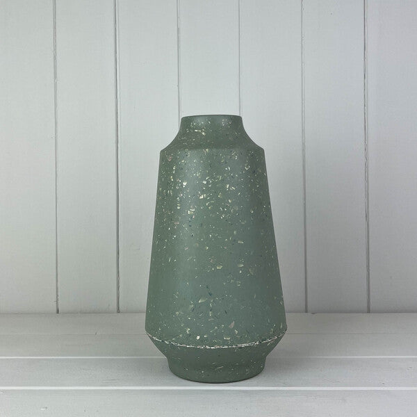 Earthy Sage Bamboo Terazzo Skandi Vase 18cm  Weight-1540g