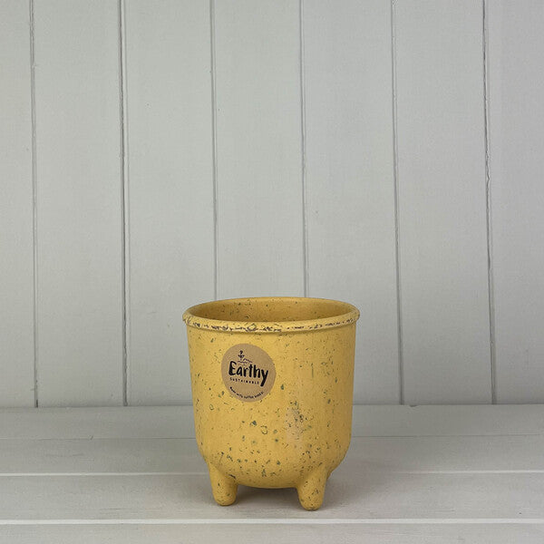 Earthy Yellow Coffee Husk Minimalist Orchid Pot (13cm) H15.3cm D13cm  Weight-1540g
