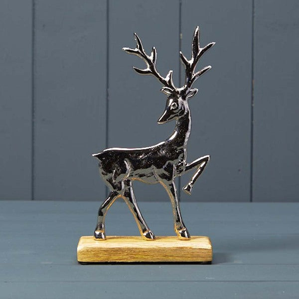 Silver Tree on Wooden Base 10x5x18.5cm