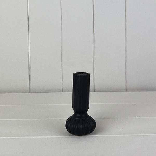 Black Ceramic Candle Holder L6.5xD6.5xH12cm  Weight-246g