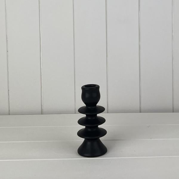 Medium Black Ceramic Candle Holder