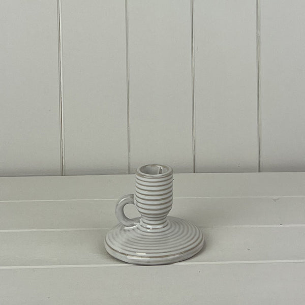 Glazed Ceramic Candle Holder with Textured Detail L10xD10xH8cm  Weight-204g