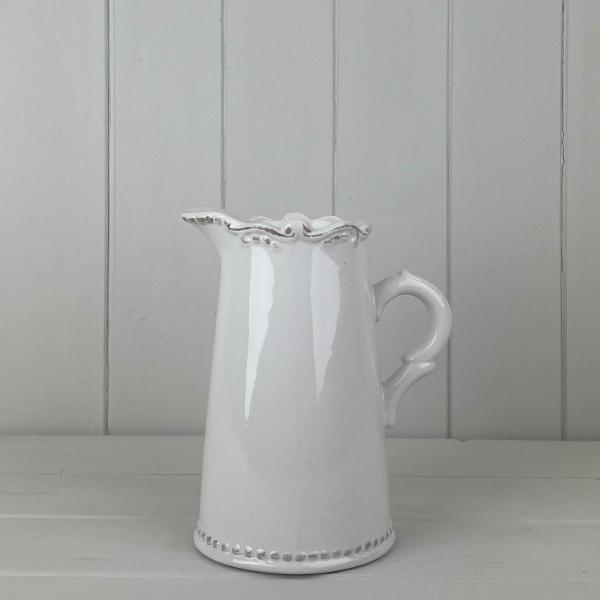 White Pot with Decorative Rim D14.5cm x H12.5cm x B11cm